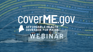 CoverME.gov Webinar text over boat photo
