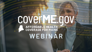 CoverME.gov Webinar text over women meeting