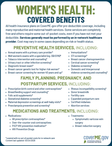 Women's Health Benefits Resources