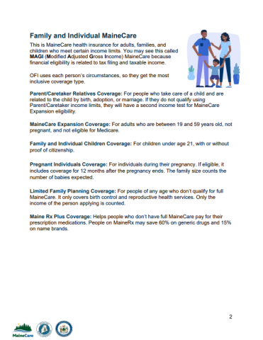 Page 2 of guide to mainecare programs