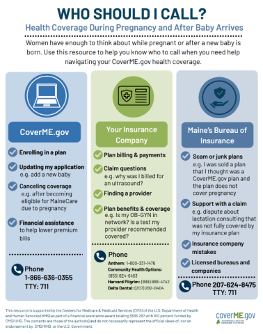 CoverME.gov-Maternal Health-Who Should I Call Flyer